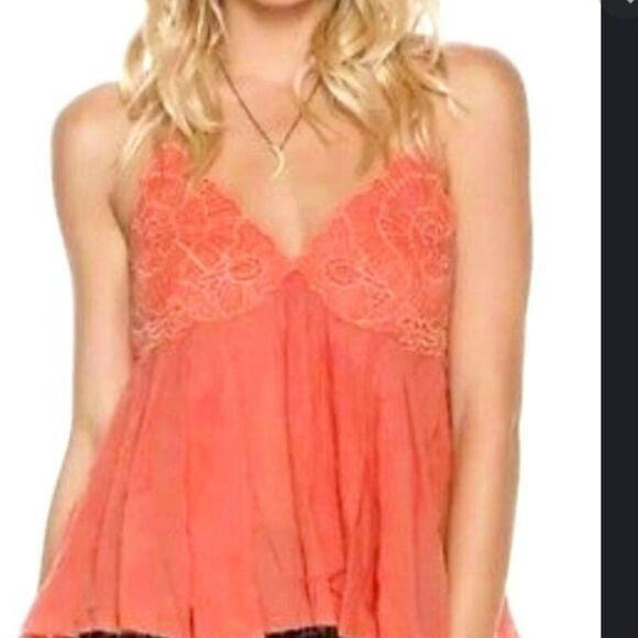 FREE PEOPKE BABY DOLL GAUZE STRAPPY FLOWY BOHO TOP - Picture 1 of 3